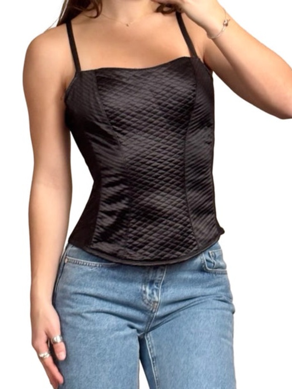 CR Black quilted corset top
